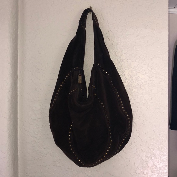KOOBA brown suede studded hobo bag - Picture 2 of 4